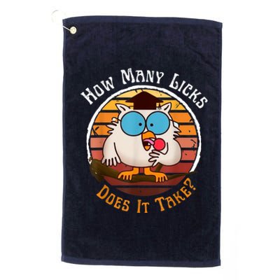 Funny Owl How Many Licks Does It Take Retro Vintage Platinum Collection Golf Towel