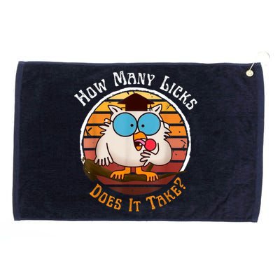 Funny Owl How Many Licks Does It Take Retro Vintage Grommeted Golf Towel