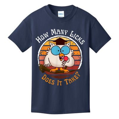 Funny Owl How Many Licks Does It Take Retro Vintage Kids T-Shirt