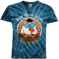 Funny Owl How Many Licks Does It Take Retro Vintage Kids Tie-Dye T-Shirt