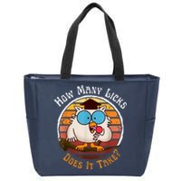 Funny Owl How Many Licks Does It Take Retro Vintage Zip Tote Bag