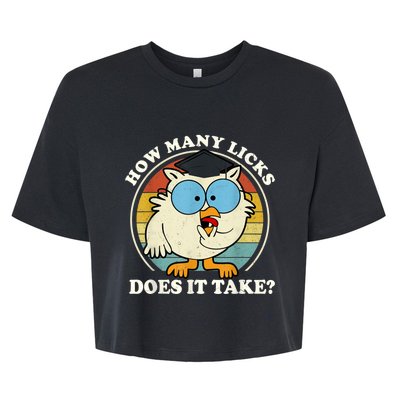 Funny Owl How Many Licks Does It Take Retro Vintage Bella+Canvas Jersey Crop Tee