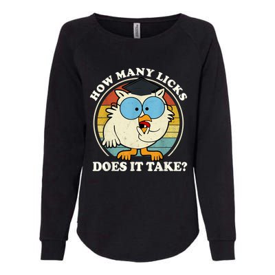 Funny Owl How Many Licks Does It Take Retro Vintage Womens California Wash Sweatshirt