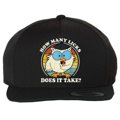 Funny Owl How Many Licks Does It Take Retro Vintage Wool Snapback Cap