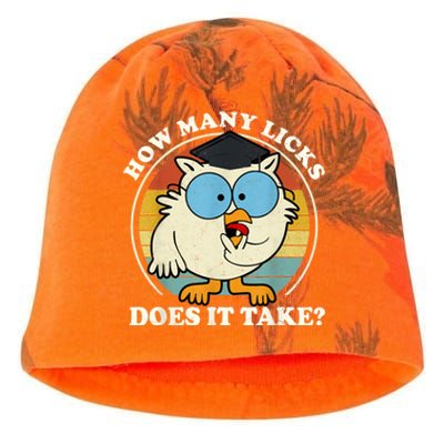 Funny Owl How Many Licks Does It Take Retro Vintage Kati - Camo Knit Beanie