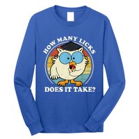 Funny Owl How Many Licks Does It Take Retro Vintage Long Sleeve Shirt