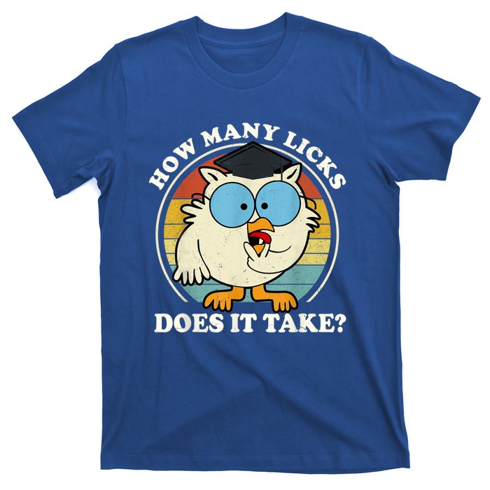 Funny Owl How Many Licks Does It Take Retro Vintage T-Shirt