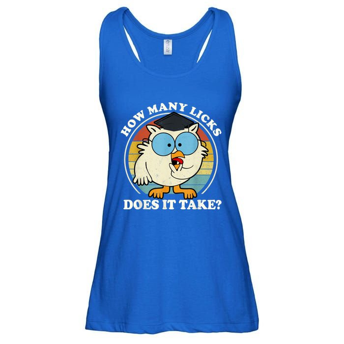 Funny Owl How Many Licks Does It Take Retro Vintage Ladies Essential Flowy Tank