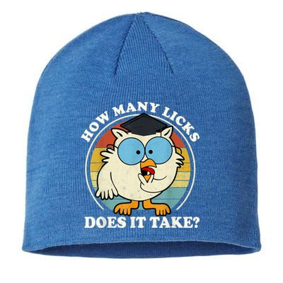 Funny Owl How Many Licks Does It Take Retro Vintage Sustainable Beanie