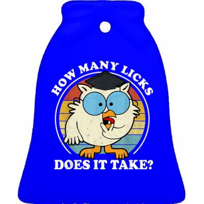 Funny Owl How Many Licks Does It Take Retro Vintage Ceramic Bell Ornament