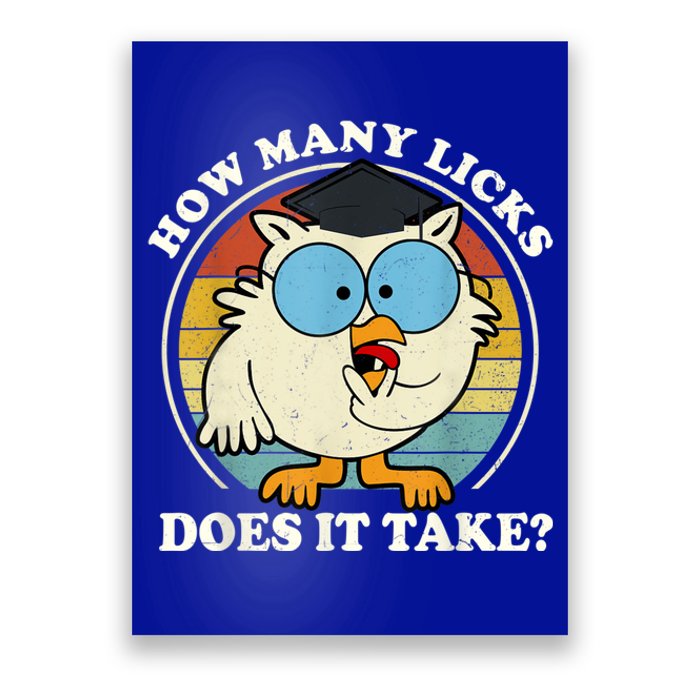 Funny Owl How Many Licks Does It Take Retro Vintage Poster