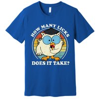 Funny Owl How Many Licks Does It Take Retro Vintage Premium T-Shirt