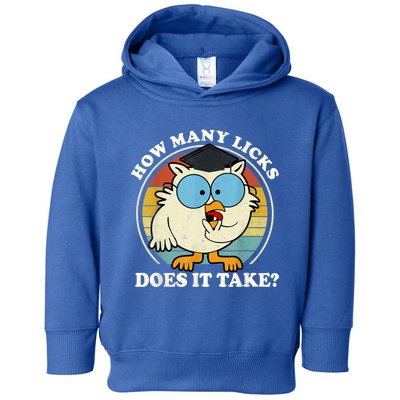 Funny Owl How Many Licks Does It Take Retro Vintage Toddler Hoodie