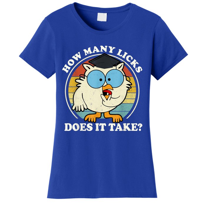 Funny Owl How Many Licks Does It Take Retro Vintage Women's T-Shirt