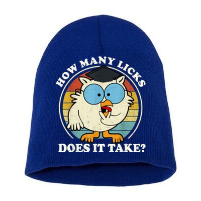 Funny Owl How Many Licks Does It Take Retro Vintage Short Acrylic Beanie