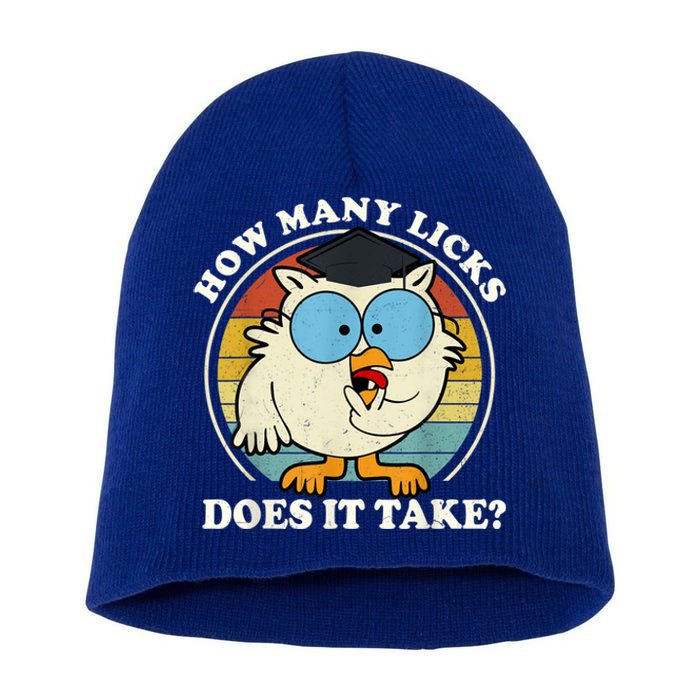 Funny Owl How Many Licks Does It Take Retro Vintage Short Acrylic Beanie