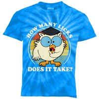 Funny Owl How Many Licks Does It Take Retro Vintage Kids Tie-Dye T-Shirt