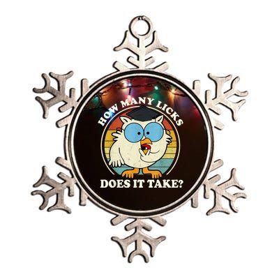 Funny Owl How Many Licks Does It Take Retro Vintage Metallic Star Ornament