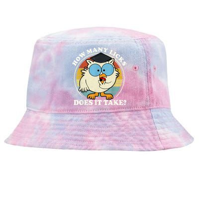 Funny Owl How Many Licks Does It Take Retro Vintage Tie-Dyed Bucket Hat