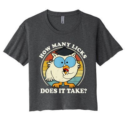 Funny Owl How Many Licks Does It Take Retro Vintage Women's Crop Top Tee