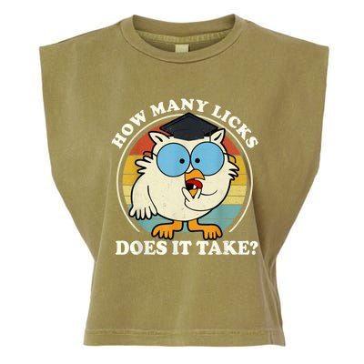 Funny Owl How Many Licks Does It Take Retro Vintage Garment-Dyed Women's Muscle Tee