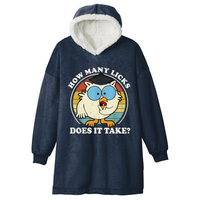 Funny Owl How Many Licks Does It Take Retro Vintage Hooded Wearable Blanket