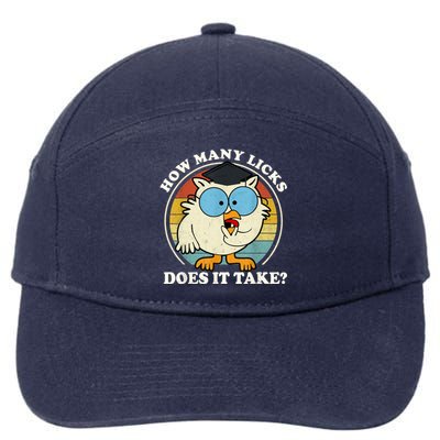 Funny Owl How Many Licks Does It Take Retro Vintage 7-Panel Snapback Hat