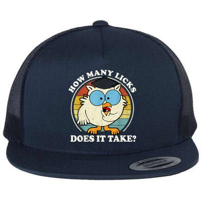 Funny Owl How Many Licks Does It Take Retro Vintage Flat Bill Trucker Hat