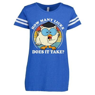 Funny Owl How Many Licks Does It Take Retro Vintage Enza Ladies Jersey Football T-Shirt