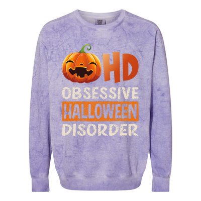 Funny Obsessive Halloween Disorder OHD Pumpkin Costume Colorblast Crewneck Sweatshirt