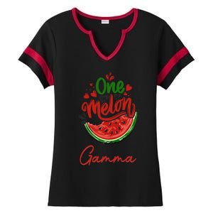 Funny One In A Melon Gamma Matching Group Great Gift Ladies Halftime Notch Neck Tee