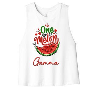 Funny One In A Melon Gamma Matching Group Great Gift Women's Racerback Cropped Tank