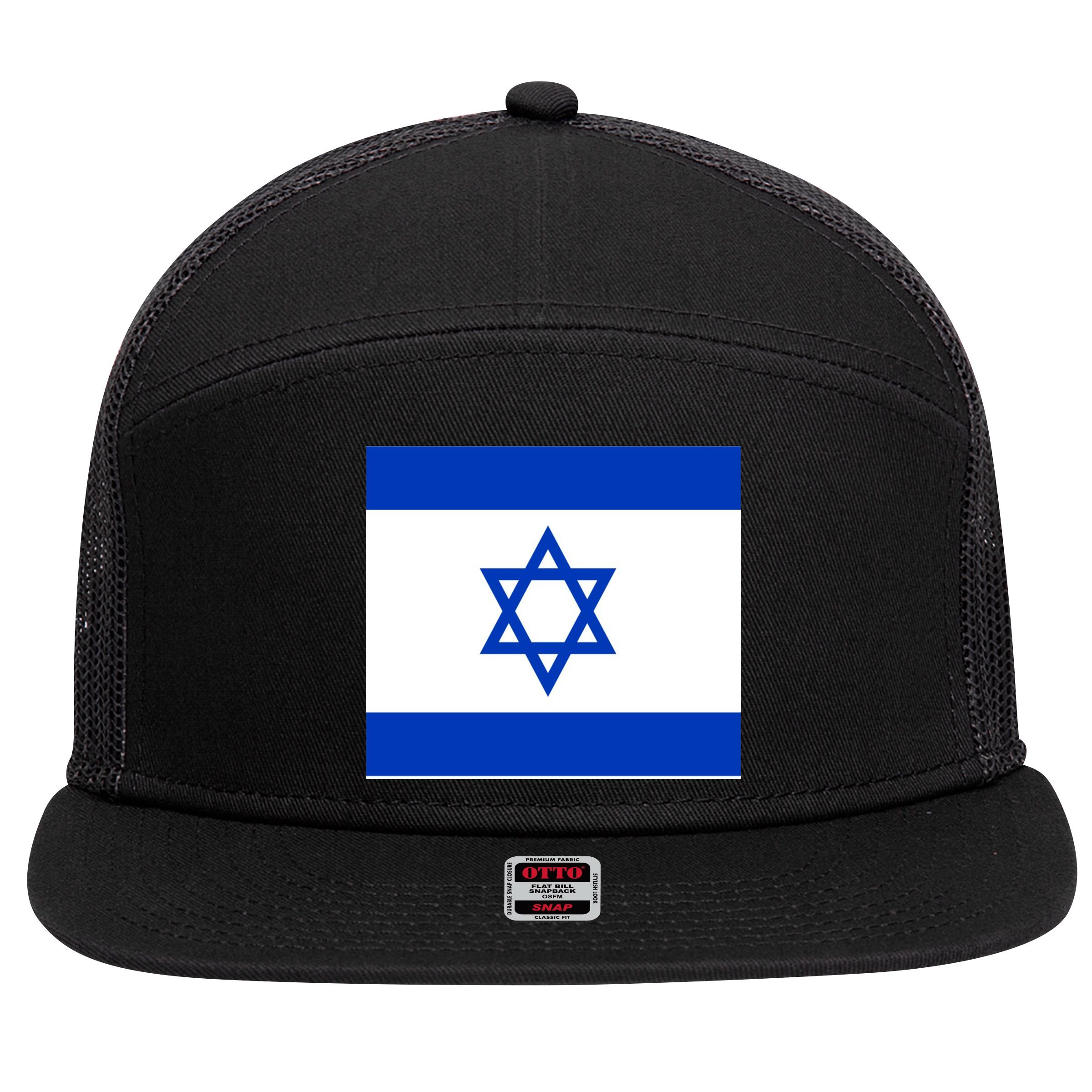 Flag of Israel 7 Panel Mesh Trucker Snapback Hat