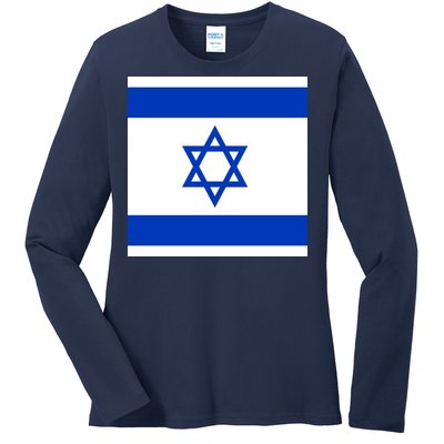 Flag of Israel Ladies Long Sleeve Shirt