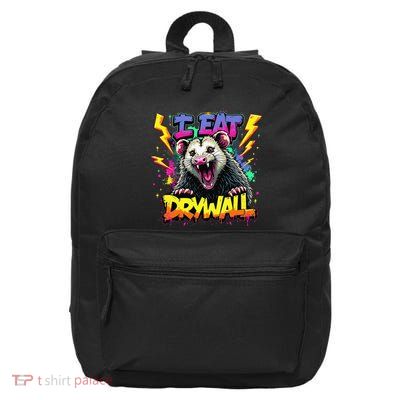 Funny Opossum I Eat Drywall Humor Raccoon Meme Graphic Gift 16 in Basic Backpack
