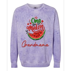 Funny One In A Melon Grandmama Matching Group Great Gift Colorblast Crewneck Sweatshirt