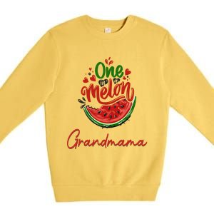 Funny One In A Melon Grandmama Matching Group Great Gift Premium Crewneck Sweatshirt