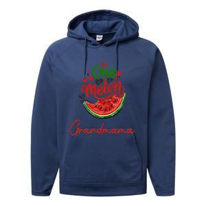 Funny One In A Melon Grandmama Matching Group Great Gift Performance Fleece Hoodie