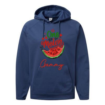 Funny One In A Melon Gammy Matching Group Gift Performance Fleece Hoodie