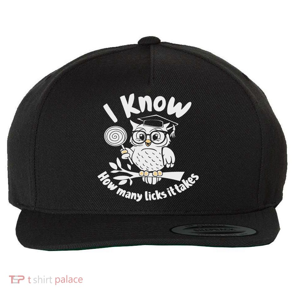 Funny Owl I Know How Many Licks It's Takes Wool Snapback Cap