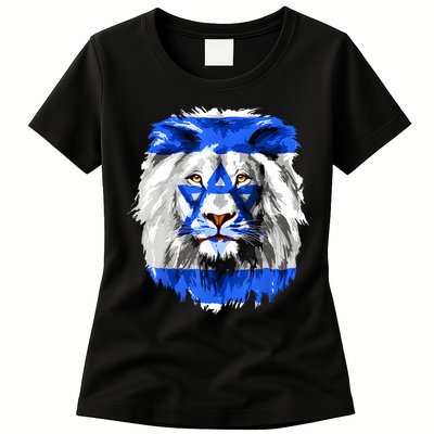 Flag Of Israel Lion Jewish Israel Flag Womens T-Shirt