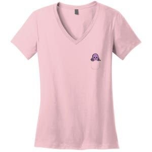 Funny Octopus In The Pocket Gift Kraken Pocket Women's V-Neck T-Shirt