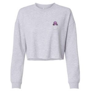 Funny Octopus In The Pocket Gift Kraken Pocket Cropped Pullover Crew