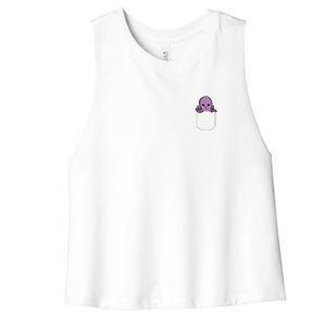 Funny Octopus In The Pocket Gift Kraken Pocket Women's Racerback Cropped Tank