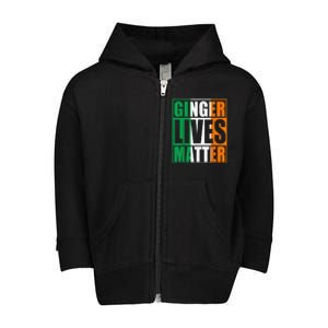 Flag Of Ireland Ginger Lives Matter St Patricks Day Gift Toddler Zip Fleece Hoodie