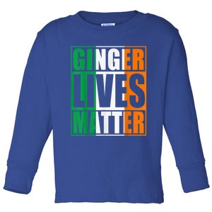 Flag Of Ireland Ginger Lives Matter St Patricks Day Gift Toddler Long Sleeve Shirt