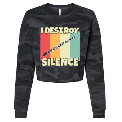 Funny Oboe Instrument I Destroy Silence For Oboe Cropped Pullover Crew