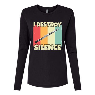 Funny Oboe Instrument I Destroy Silence For Oboe Womens Cotton Relaxed Long Sleeve T-Shirt