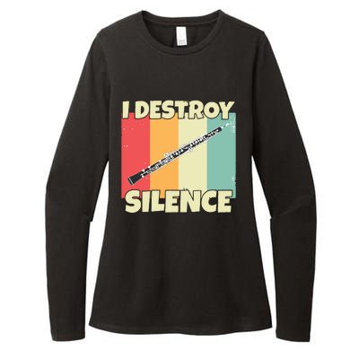 Funny Oboe Instrument I Destroy Silence For Oboe Womens CVC Long Sleeve Shirt