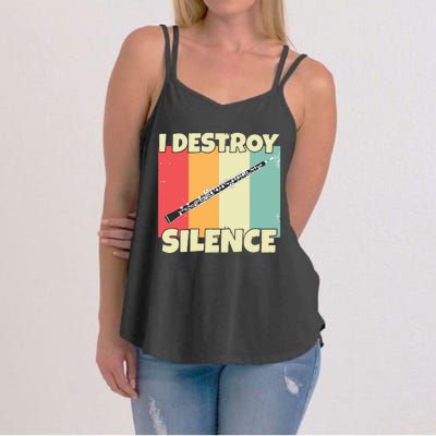 Funny Oboe Instrument I Destroy Silence For Oboe Women's Strappy Tank